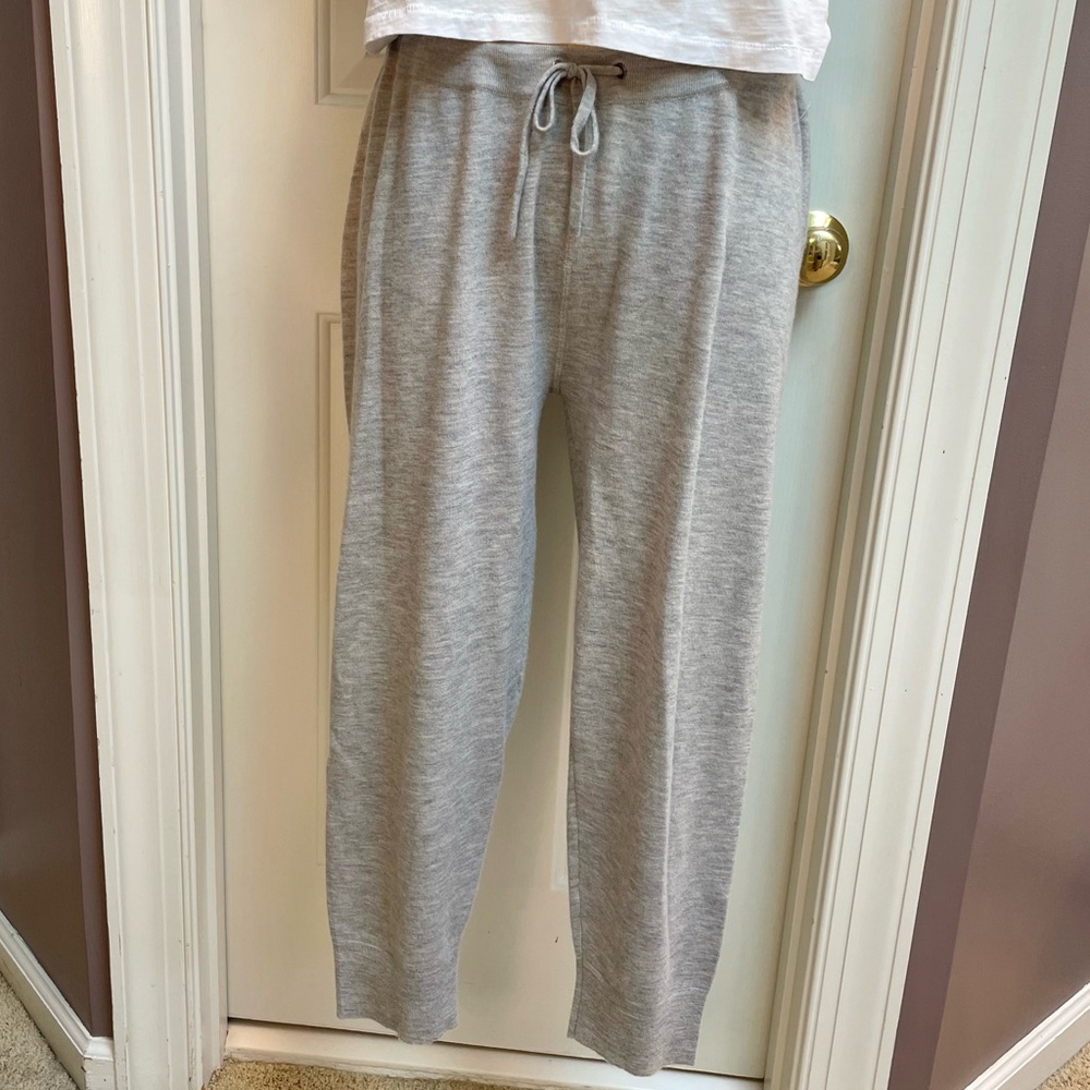 Christina Lehr Light Gray Drawstring Lounge Cashmere Pants